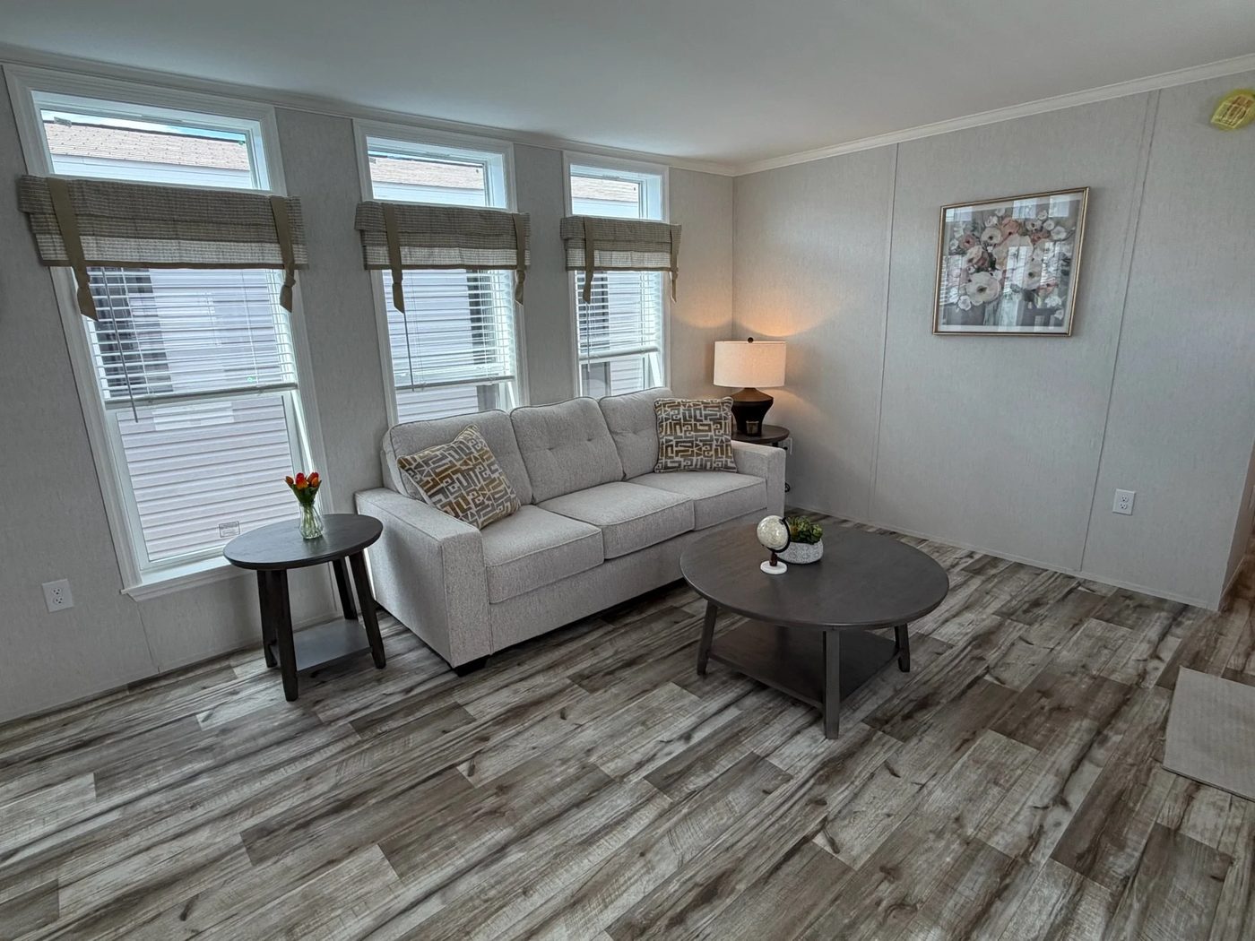 Living room with wood-look flooring